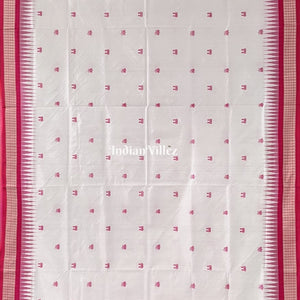 White Rani Laxmi Pada Bomkai Pure Sambalpuri Silk Saree