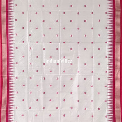 White Rani Laxmi Pada Bomkai Pure Sambalpuri Silk Saree
