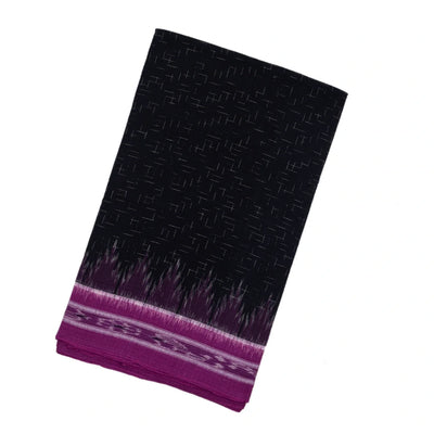 Black Handloom Orissa Cotton Saree With Purple Border