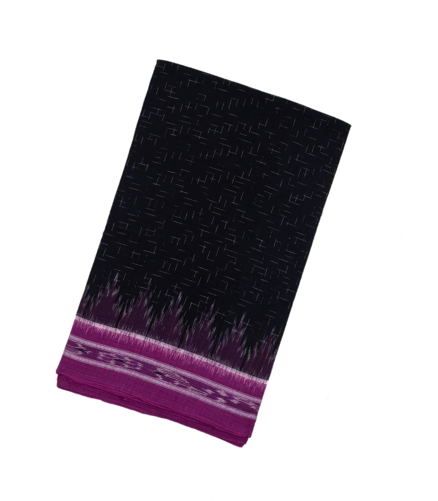 Black Handloom Orissa Cotton Saree With Purple Border