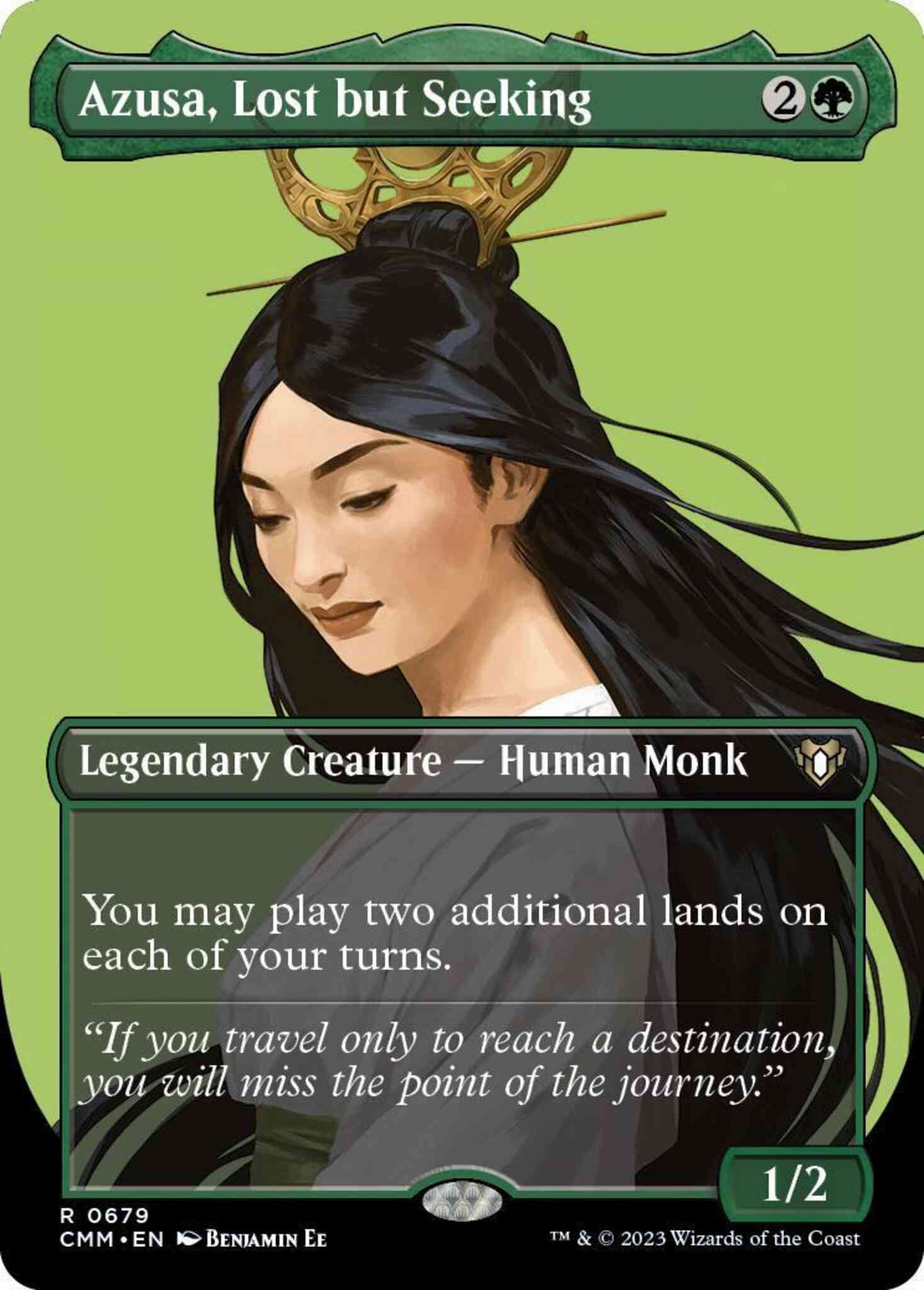 Azusa, Lost but Seeking [679] [Borderless] [Profile] [Commander Masters] [Non-Foil]
