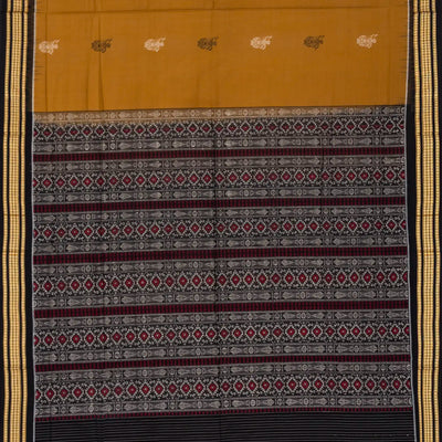 Mustard Handloom Orissa Cotton Saree With Tribal Motifs