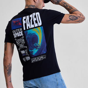 Fazed Black Graphic Print Slim Fit T-Shirt