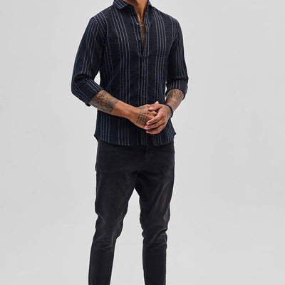 Black Stripes Slim Fit Shirt