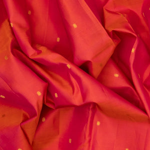 Red Handloom Kanchipuram Silk Saree With Zari Buttas