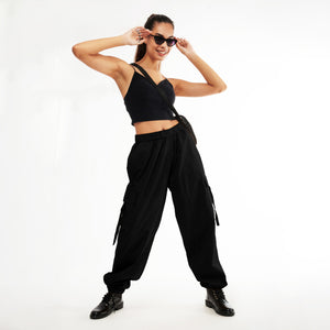 Unisex Pink Cargo Parachute Pants