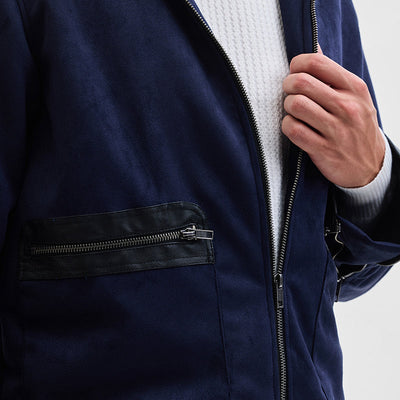 Navy Multi-Patch Zipper Jacket