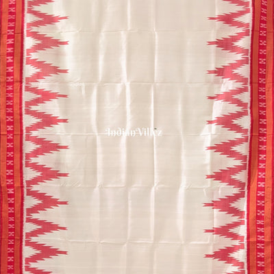 Red White Odisha Ikat Kargil Kumbha Khandua Silk Saree