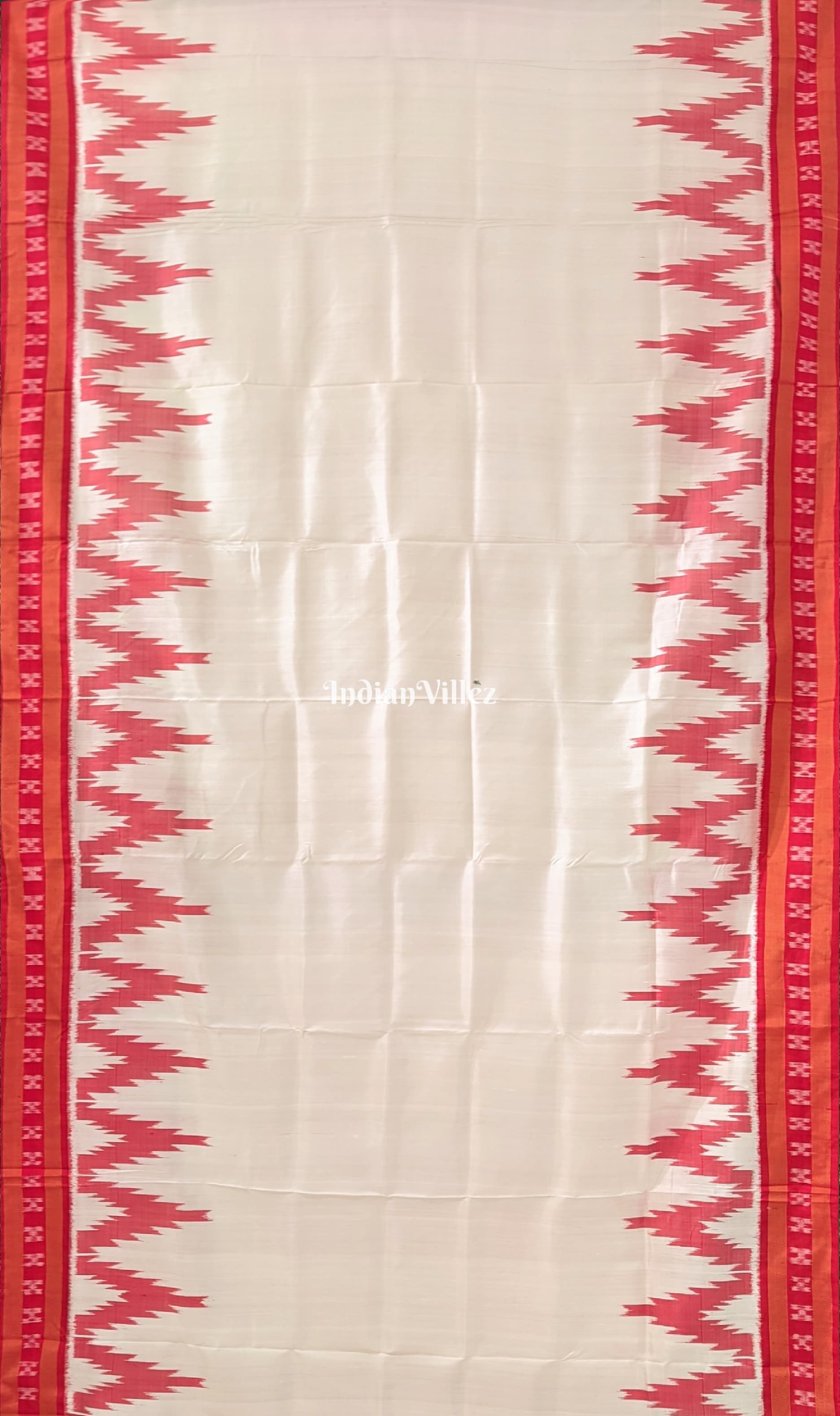 Red White Odisha Ikat Kargil Kumbha Khandua Silk Saree