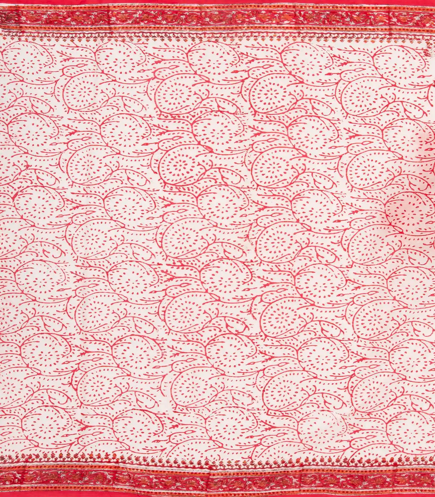 White Woven Jaipur Cotton Saree Printed And Floral  Motifs