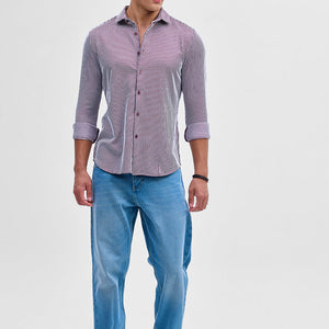 Purple Stripes Slim Fit Stretch Shirt