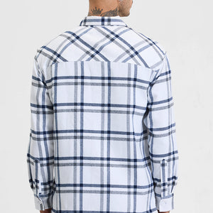 White Checks Relaxed Fit Overshirt