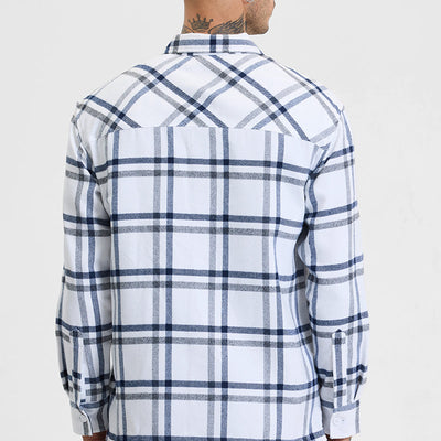White Checks Relaxed Fit Overshirt