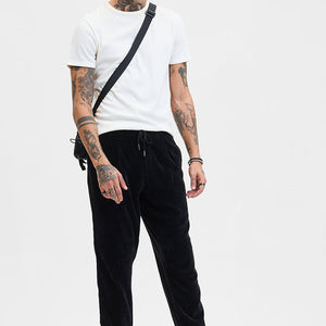 Black Corduroy Relaxed Fit Trousers