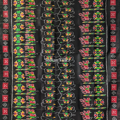 Black Border Pasapali Odisha Ikat Contemporary Silk Saree