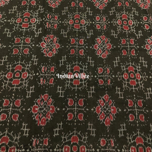 Black Tribal Jhoti Design Sambalpuri Ikat Cotton Fabric