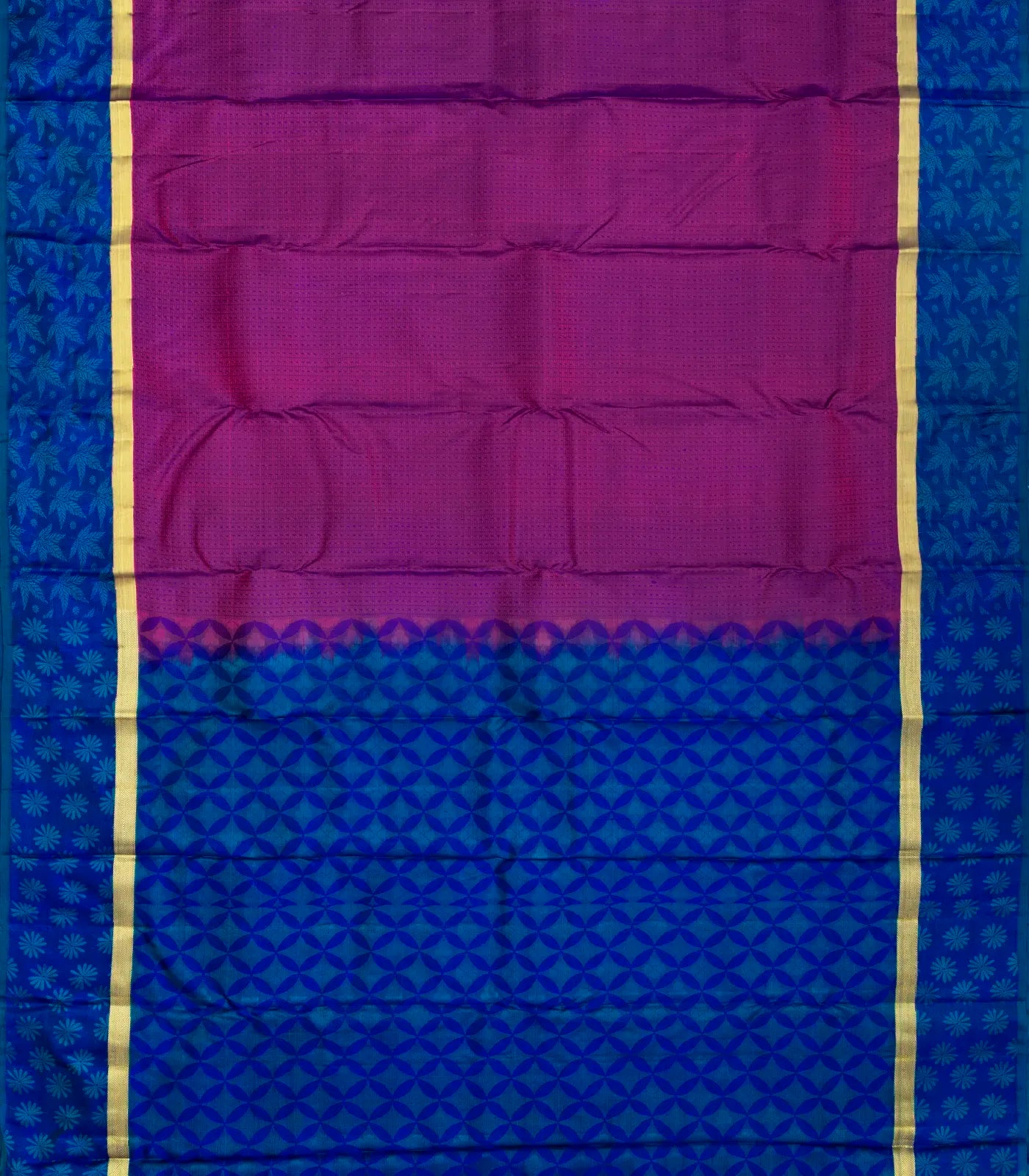 Purple Silk Saree With Checks & Buttas