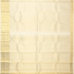 Cream Handloom Kanchipuram Silk Saree With Annam Motifs & Checks