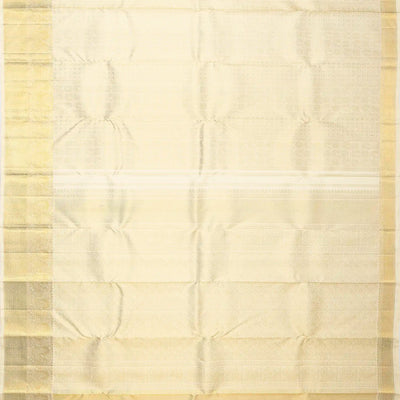 Cream Handloom Kanchipuram Silk Saree With Annam Motifs & Checks