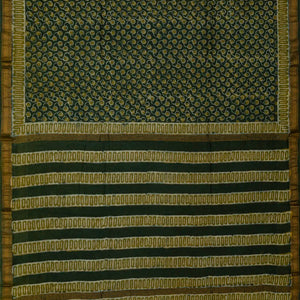 Sea Green Handloom Chanderi Cotton Saree With Printed Floral Motifs