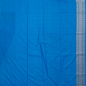 Blue Handloom Banarasi Silk Saree With Floral Motifs