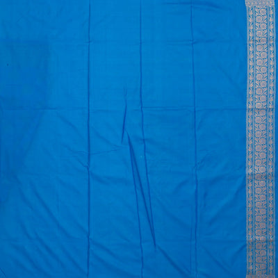 Blue Handloom Banarasi Silk Saree With Floral Motifs