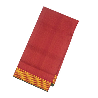Crimson Handloom Kanchipuram 9 Yards Silk Saree With Zari Stripes