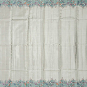 Off White Handloom Kanchipuram Tissue Silk Saree With Meena Floral Border