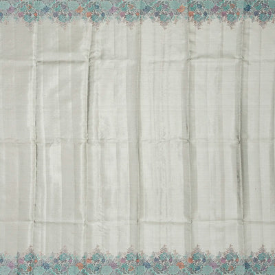 Off White Handloom Kanchipuram Tissue Silk Saree With Meena Floral Border