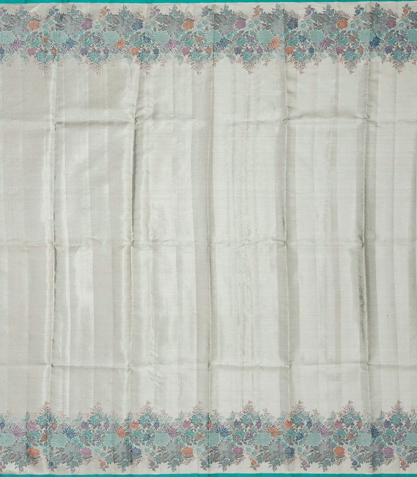 Off White Handloom Kanchipuram Tissue Silk Saree With Meena Floral Border