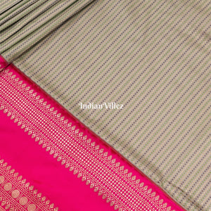 Pista Green Designer Banarasi Katan Silk Saree with Intricate Meenakari Tanchoi Weaving