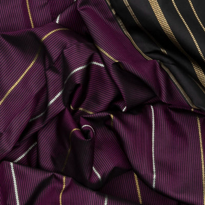 Magenta Handloom Kanchipuram Silk Saree With Stripes