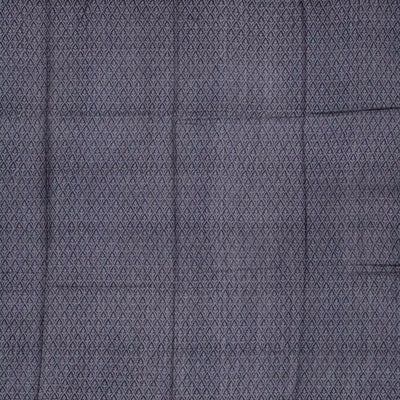 Dark Grey Handloom Tussar Silk Saree Printed With Triangle Motifs