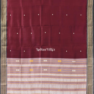Maroon Single Flower Motif Siminoi Silk Saree
