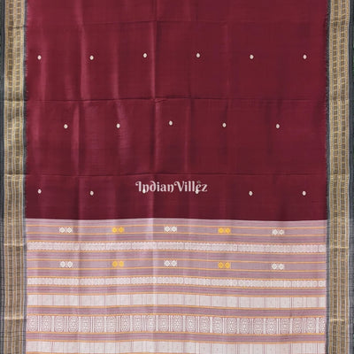 Maroon Single Flower Motif Siminoi Silk Saree