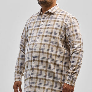 Light Brown Checks Linen Blend Shirt