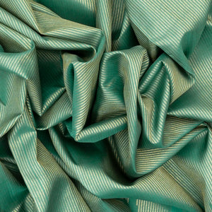 Shadow Green Handloom Kanchipuram Silk Saree With Zari Stripes