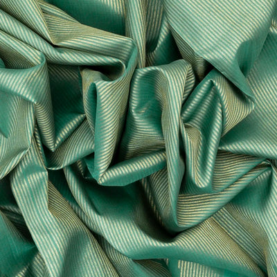 Shadow Green Handloom Kanchipuram Silk Saree With Zari Stripes