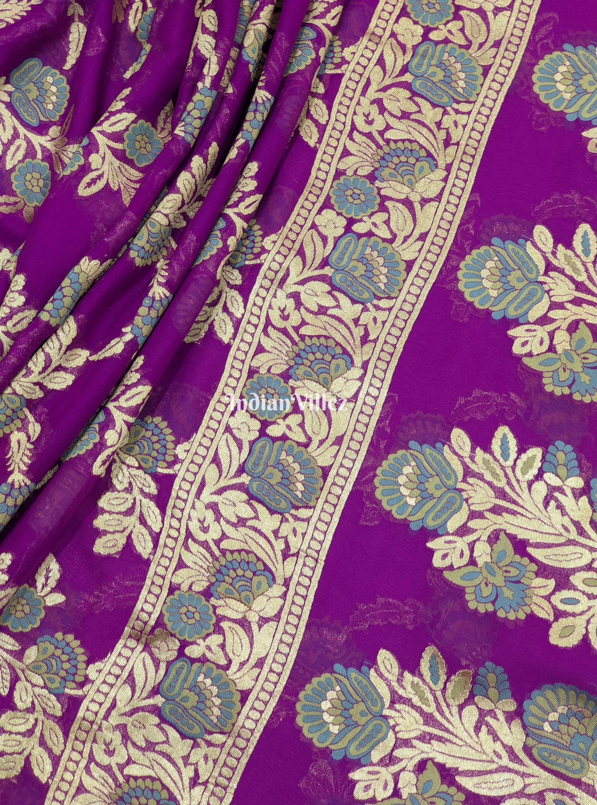 Purple Pure Banarasi Khaddi Georgette Saree