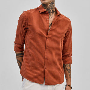 Rust Stripes Slim Fit Shirt