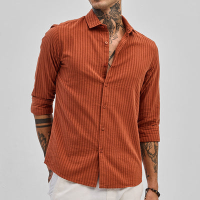 Rust Stripes Slim Fit Shirt