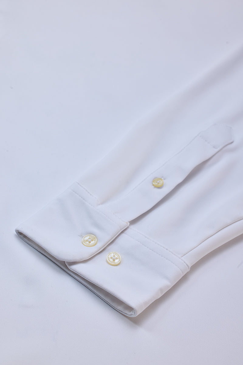 White Regular Fit Stretch Shirt
