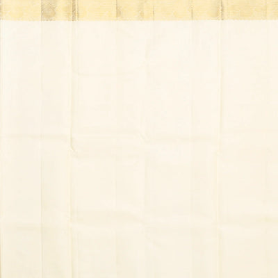 Cream Handloom Kanchipuram Silk Saree With Annam Motifs & Checks