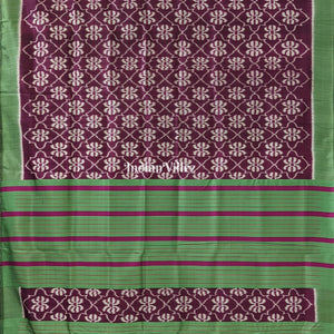 Coffee Forest Green Odisha Ikat Contemporary Silk Saree