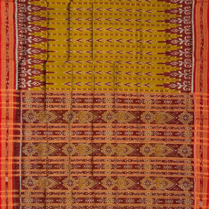 Oil Mustard Handloom Orissa Silk Saree With Tie & Dye Motifs