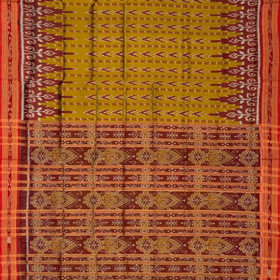 Oil Mustard Handloom Orissa Silk Saree With Tie & Dye Motifs