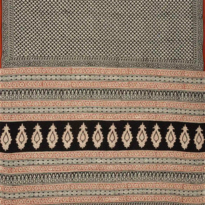 Black Woven Jaipur Cotton Saree Printed With Flower Motifs