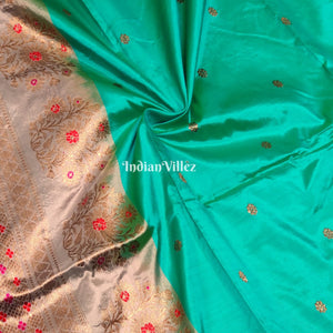 Sea Green Pure Banarasi Katan Silk Saree