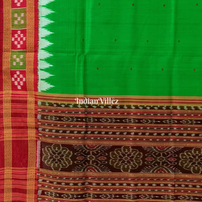 Green Red Border Pasapali Khandua Silk Saree