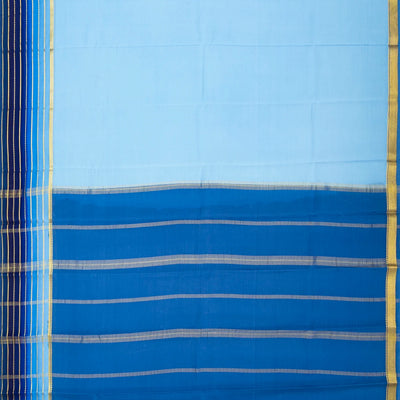 Sky Blue Mysore Plain Crepe Silk Saree With Blue Border